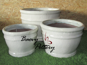 Outdoor Glazed Ceramic Bowl Planter
